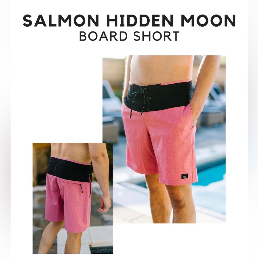 Zyia Active Salmon Hidden Moon Board Shorts